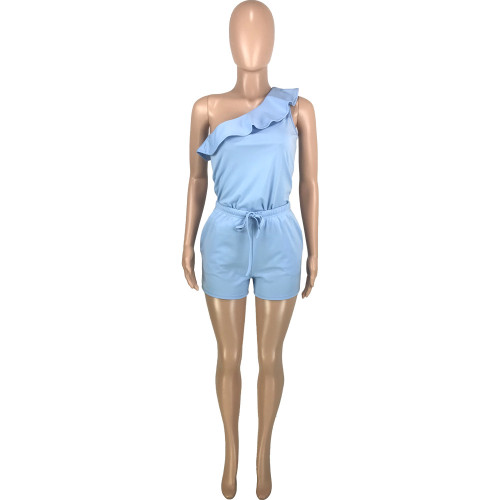 Ruffle Pocket Strap Fitted Two Piece Set
