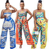 Women's two-piece printed bra pants set