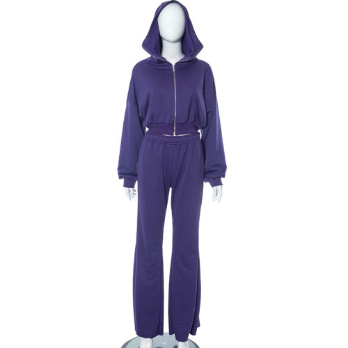 Casual loose fitting long sleeved sweater jacket sports set