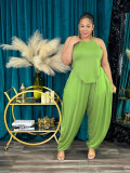 Oversized women's solid color neck pocket irregular two-piece set