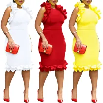 Women's multi-layer ear edge dress