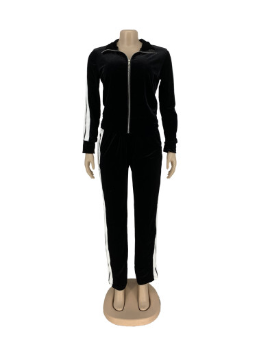 Casual patchwork sports two-piece set