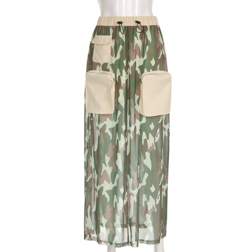 Splicing elastic drawstring work dress