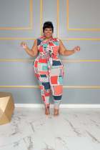 Large Color Graphic Printing Slim Fit Two Piece Set Large Color Graphic Printing Slim Fit Two Piece Set