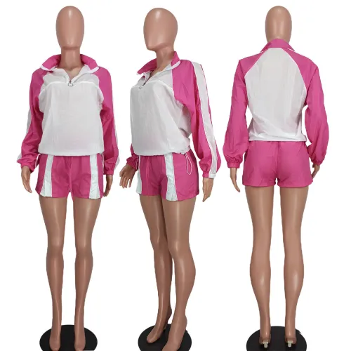 Fashion casual multicolor color matching two-piece set