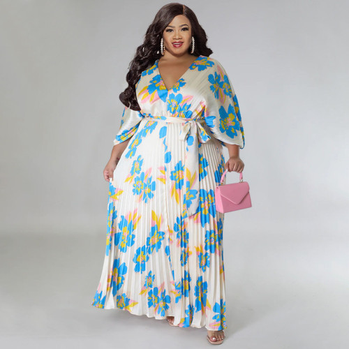 Loose pleated long dress