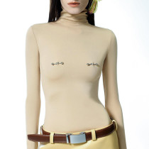 High Collar Long Sleeve Slim Fit Bottom Top High Collar Long Sleeve Slim Fit Bottom Top