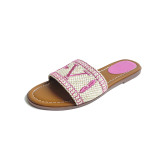 Embroidered flat bottomed slippers