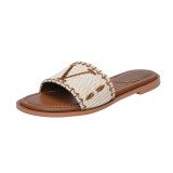Embroidered flat bottomed slippers