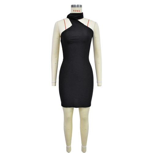 Women's Solid Color Sexy Sleeveless Hanging Neck Short Dress Dress
