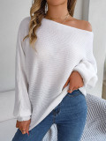 Loose Solid Bat Sleeves Sweater