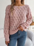 Feather Hollow Out One Line Neck Off Shoulder Lantern Sleeve Sweater