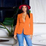 Sexy V-neck small suit solid color long sleeved top