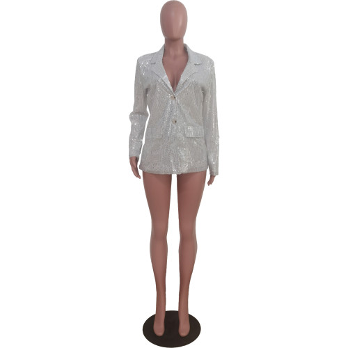 Women's casual sequin suit jacket