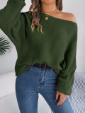 Loose Solid Bat Sleeves Sweater