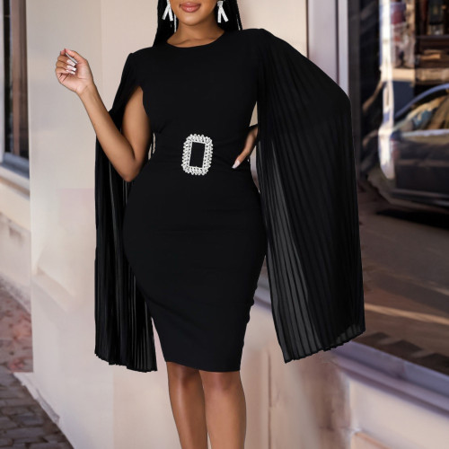 Solid Color Hip Wrap Sexy Cloak Dress Large Dress