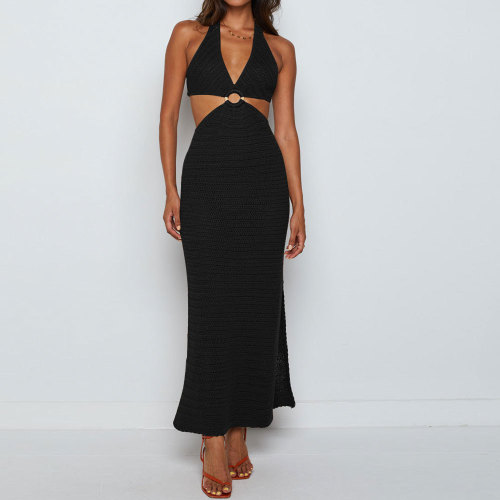 V-neck open waist back strap beach
