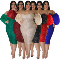 Bra Mesh Solid Evening Dress Tight Spicy Girl Wrap Hip Skirt