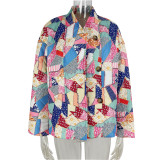 Contrast printed cotton jacket
