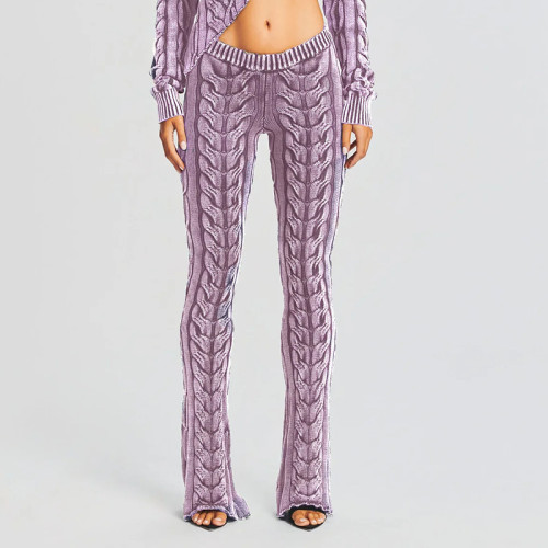High waisted slim fitting slightly flared women's slimming sweater pants