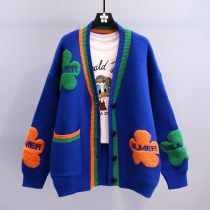 Loose and lazy style westernized knitted cardigan