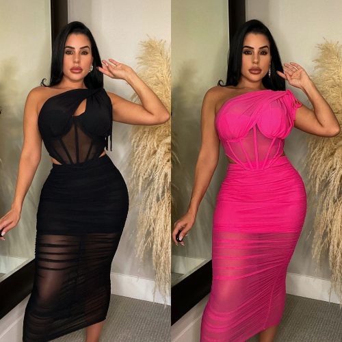 Women's Sexy Mesh Perspective Single Piece Two Piece Skirt
