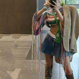 Women's Rainbow Tassel Holiday Style Loose Sweater