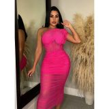 Women's Sexy Mesh Perspective Single Piece Two Piece Skirt