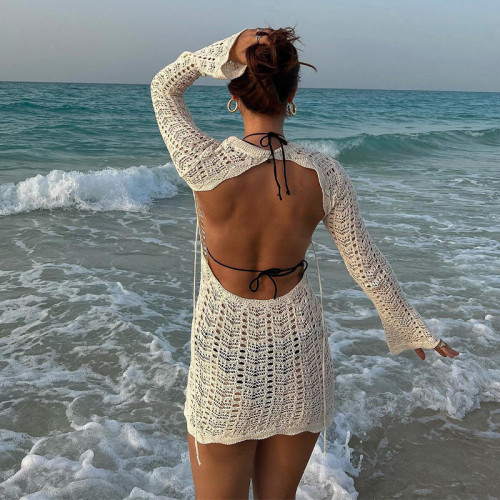 Perspective tight lace open back short skirt