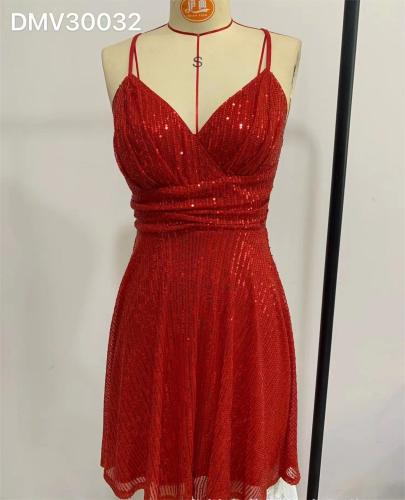 Sequin Dress Pleated Cross Strap Holiday Dress