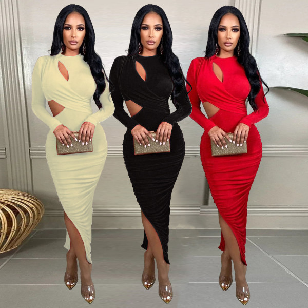 Sexy Slim Fit Side Open Waist Wrap Hip Dress