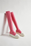 Thick sole elastic boots for women's oversized candy colored knee boots
