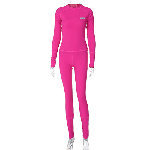 Slim fitting long sleeved top sports yoga leggings set