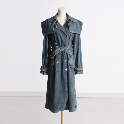 Lace up waist length denim jacket