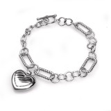 Stainless steel heart-shaped bracelet