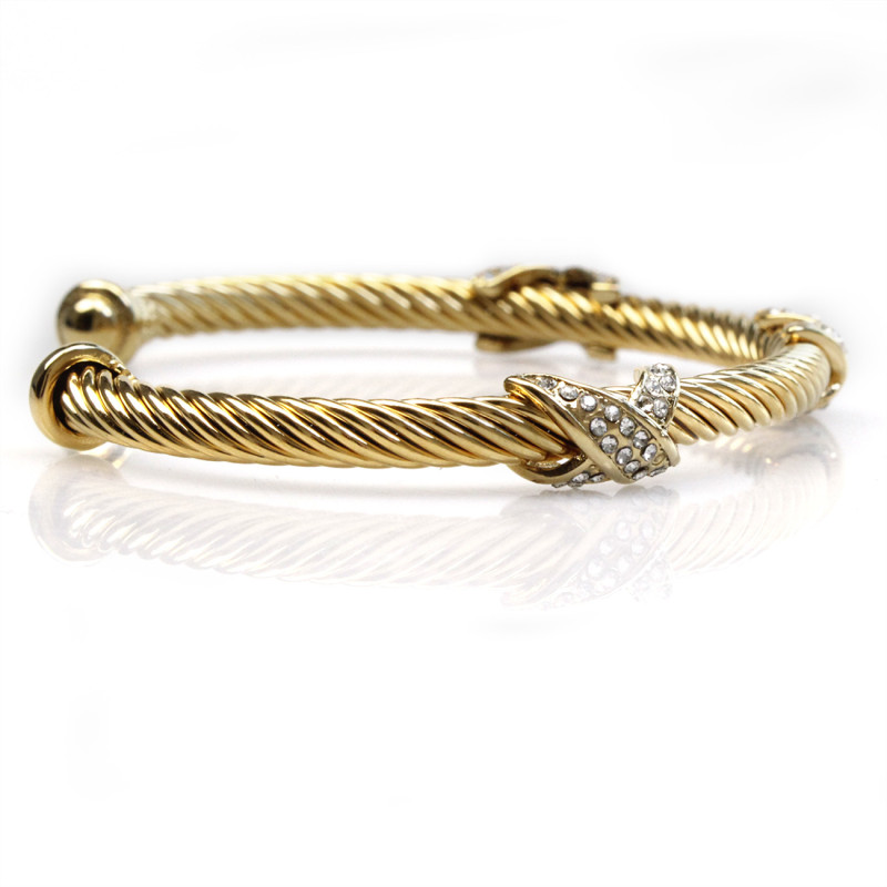 Diamond 8-shaped cross X stainless steel 5MM cable rope C-shaped adjustable female bracelet