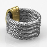 Vintage Stainless Steel Ring Titanium Steel Wire Cable Rope Women's Ring