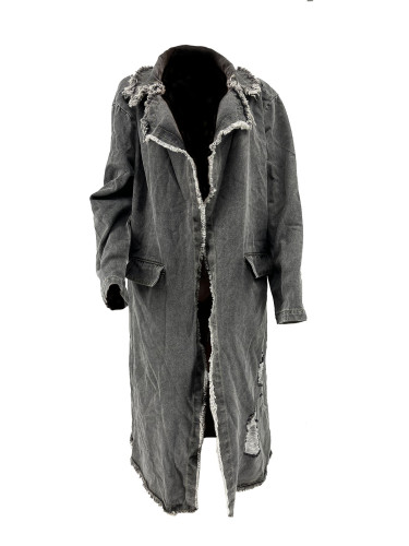 Collar torn denim coat jacket