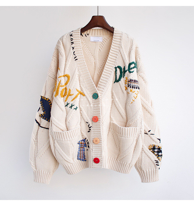 Letter design feeling loose knit jacket