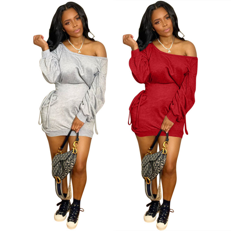 Double Sided Chicken Eyes Strap Waist Wrap Off Shoulder Dress