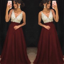 Sequin Deep V Sexy Dress Long Dress