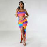 Women's sexy strap pleated chest wrap two-piece set
