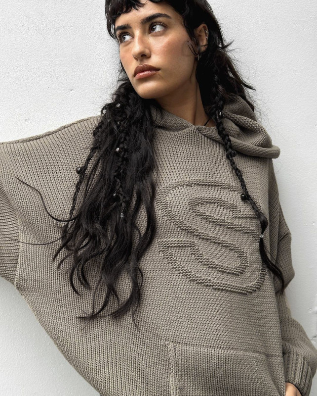 Woolen loose long sleeved pullover versatile basic hoodie
