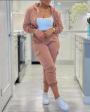 German velvet zippered drawstring jacket and multi bag workwear pants