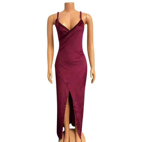 Women's sexy suspender with solid velvet irregular long skirt