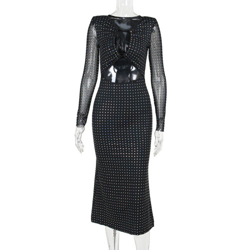 Sexy Hollow Lace Slim Fit Long Dress