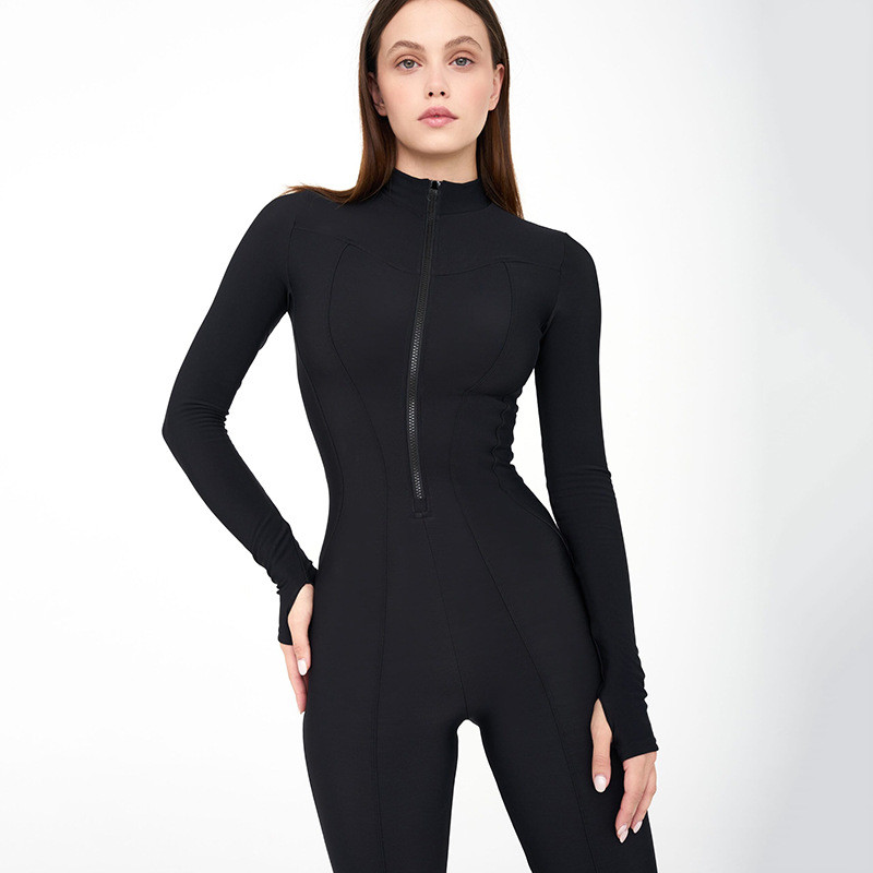 Zipper long sleeved jumpsuit