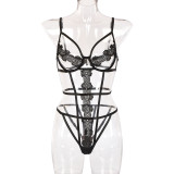 Sexy women's hollow out perspective lingerie fun set