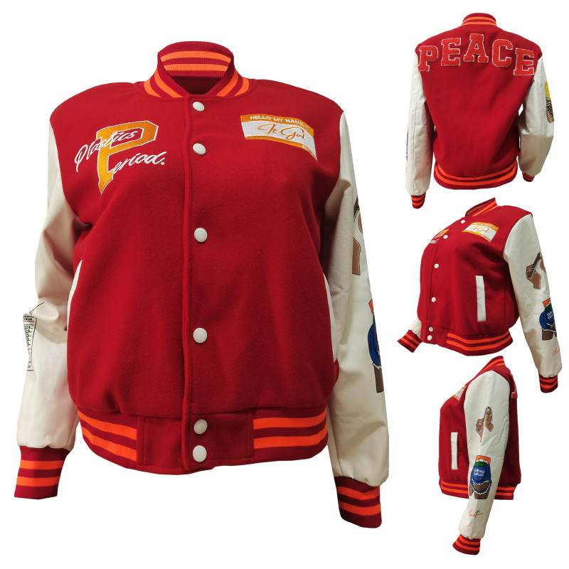 Thickened Korean velvet positioning, offset printing, embroidered jacket, baseball jacket