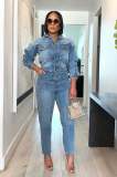 Sexy and fashionable denim jumpsuit